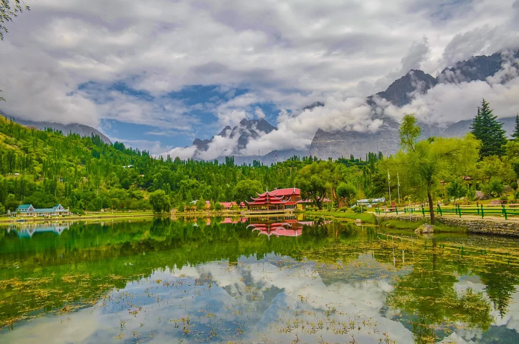 lower kachura lake Shangrilla resort in summer skardu
